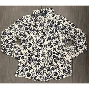 Polo Ralph Lauren Knit Oxford Full Button Shirt White/Navy Floral XXL Runs Small
